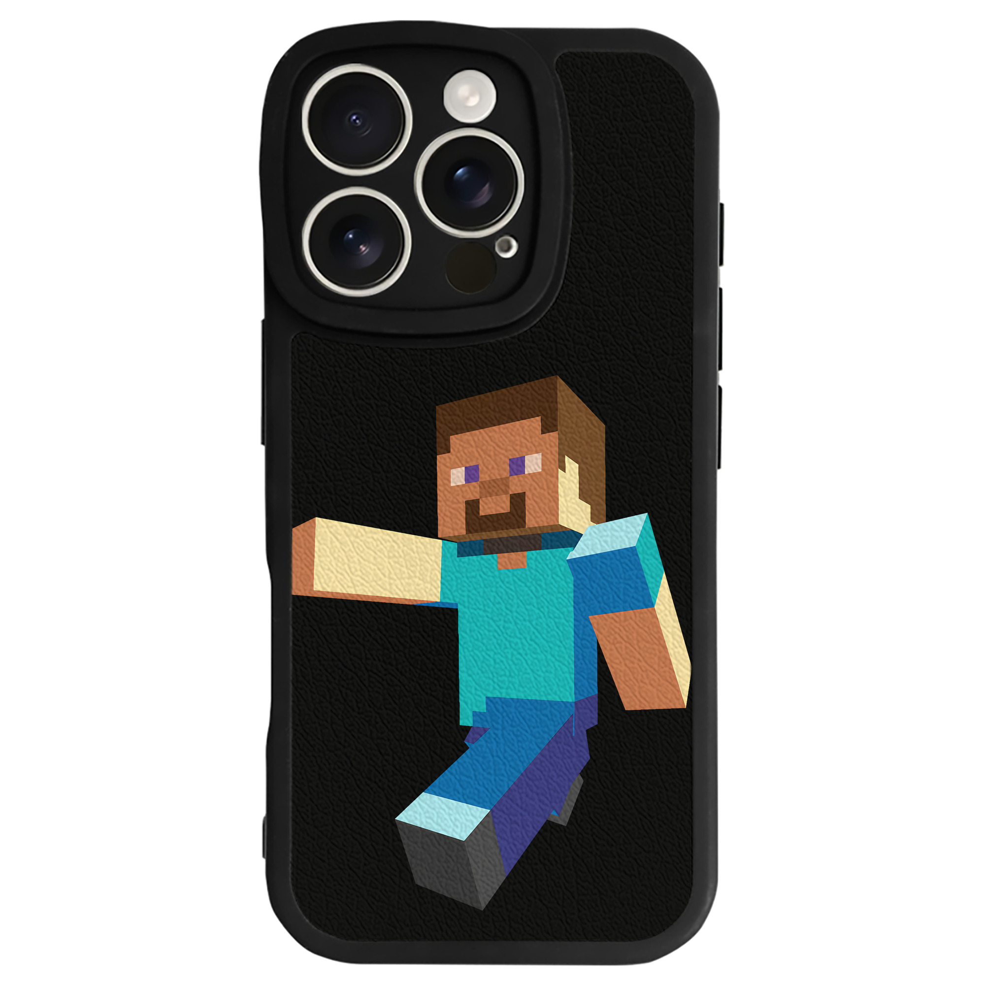（画像用） マインクラフト ブロックの世界 Minecraft MC Block world 【iPhone 16シリーズ対応】シリコンスマホケース（レザー調） 材質：シリコン